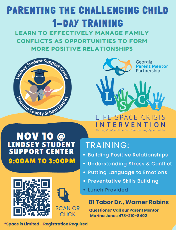Information Parenting the Challenging Child 1 Day Training, Lindsay Student Support Center, Nov. 10, 2026, 9::00am - 3:00pm