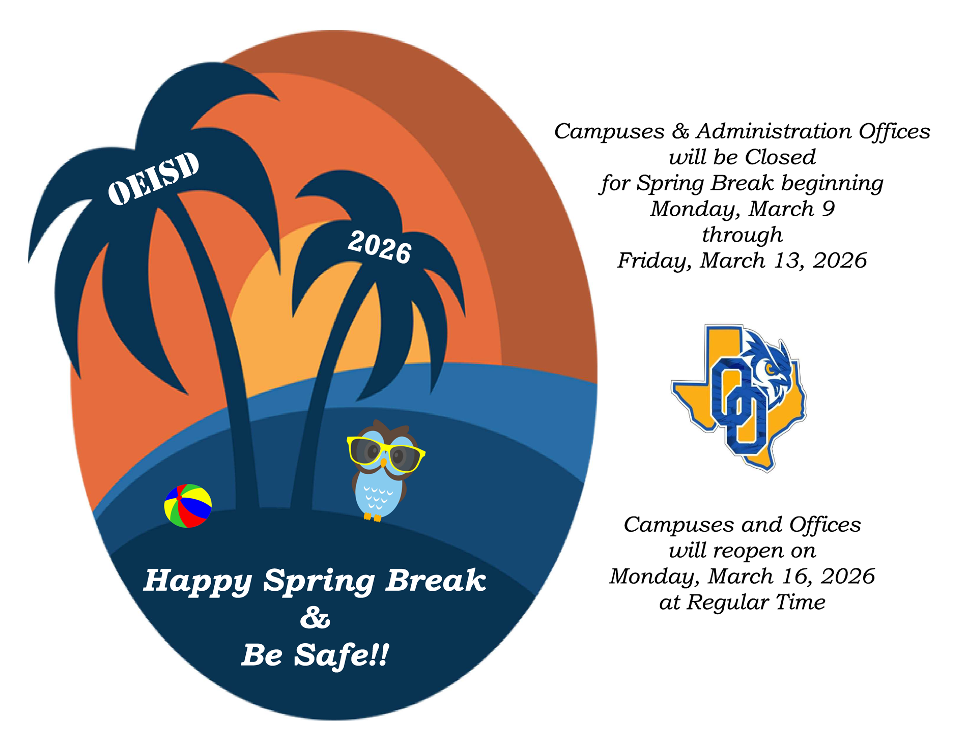 Spring Break Notice 2026 Flyer