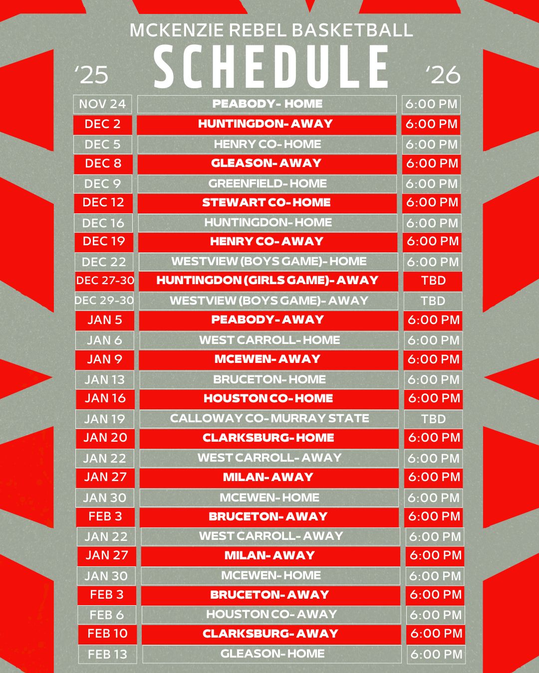 2025-26 Basketball Schedule