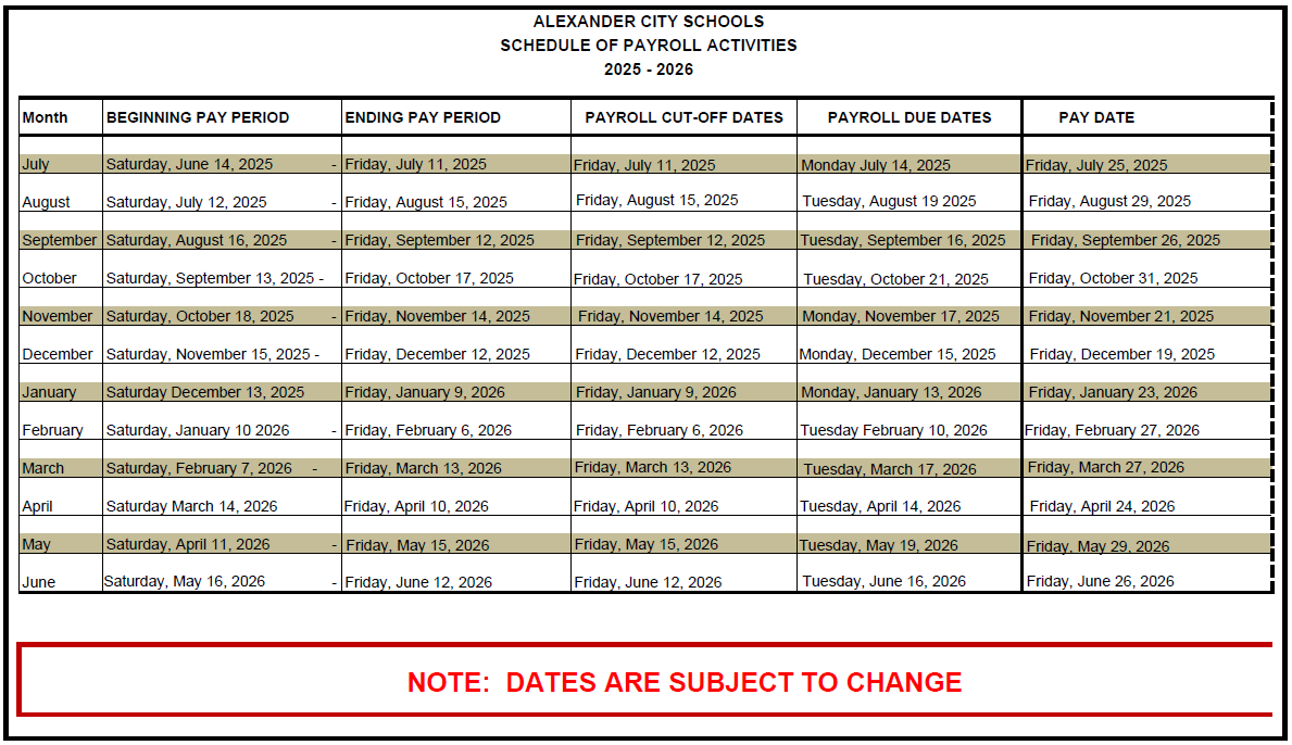 2025-2026 payroll schedule 2025-2026 payroll schedule