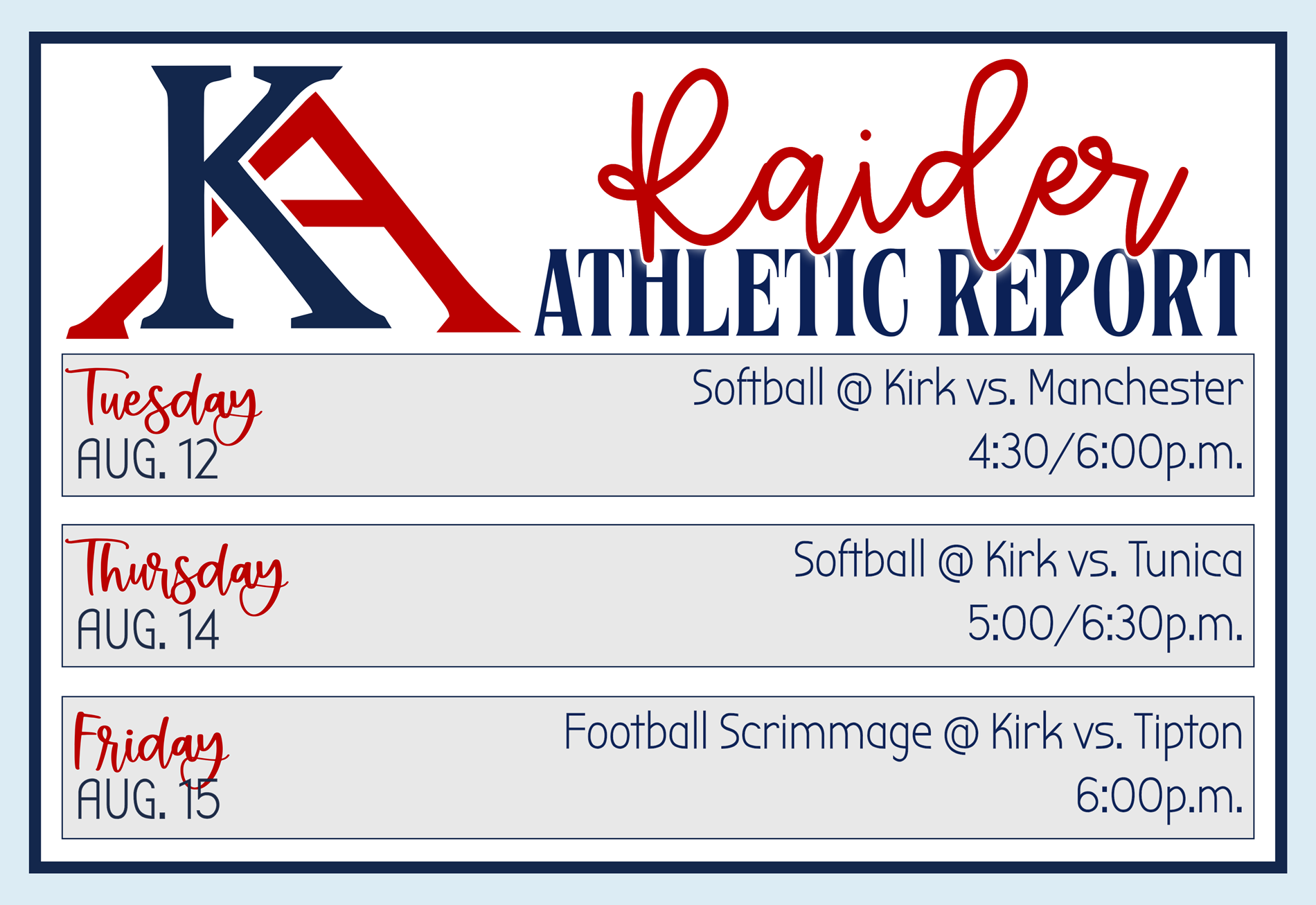 athletic report