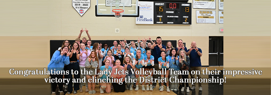 Congratulations to the Lady Jets Volleyball Team on their impressive victory and clinching the District Championship!