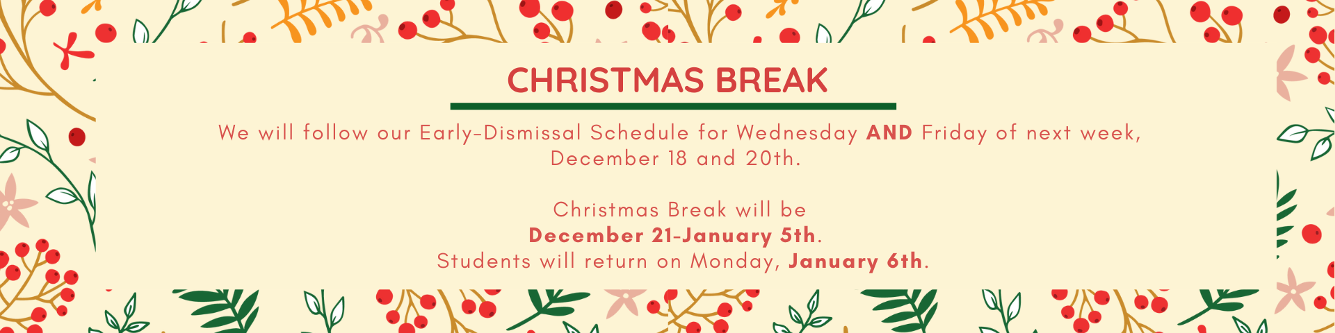 Christmas Early Dismissal 