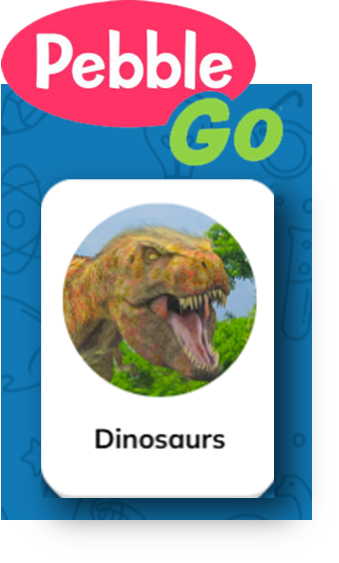 Explore dinosaur facts with PebbleGo: Dinosaurs, a free resource through Alabama Virtual Library