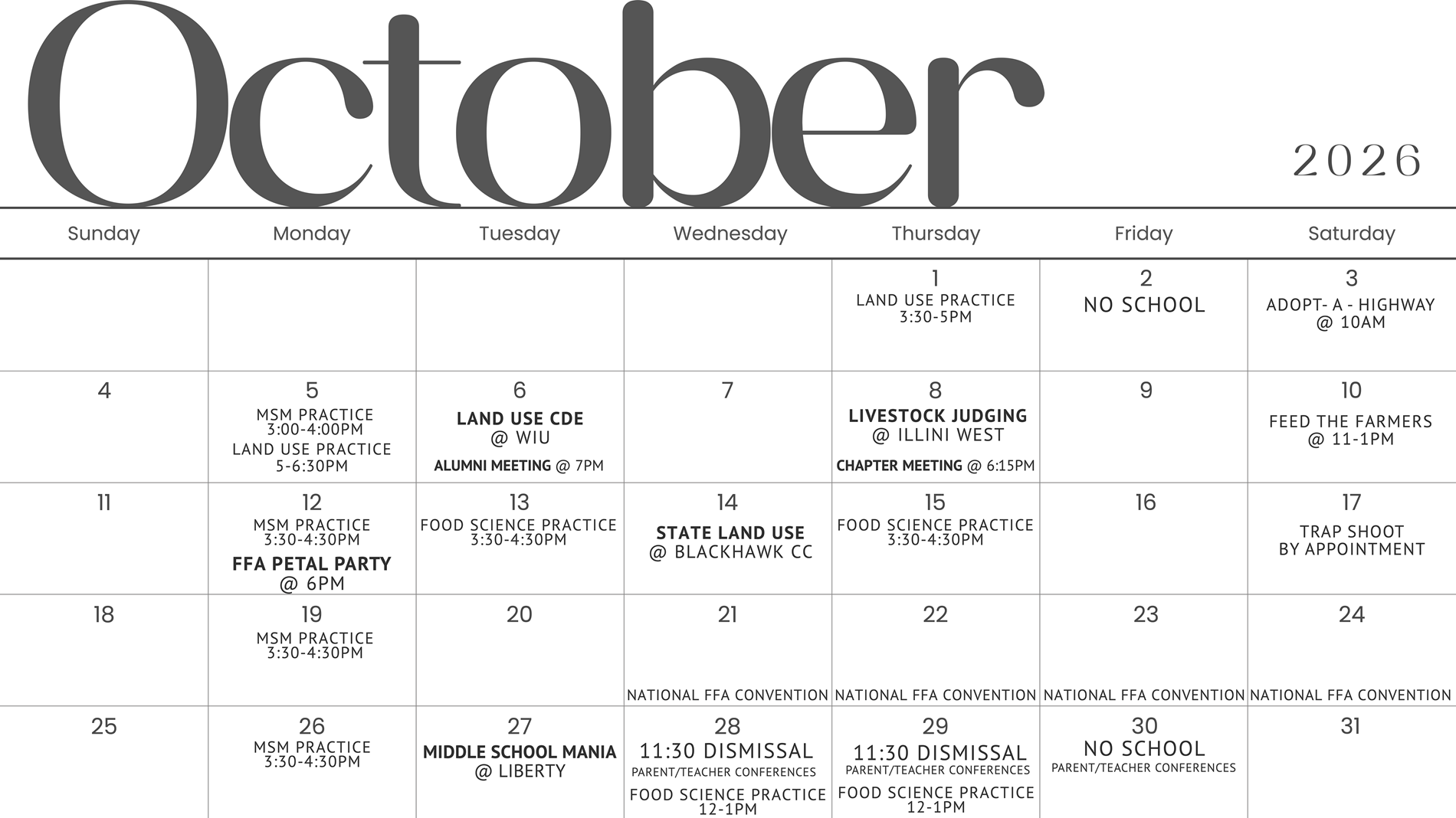 FFA Calendar