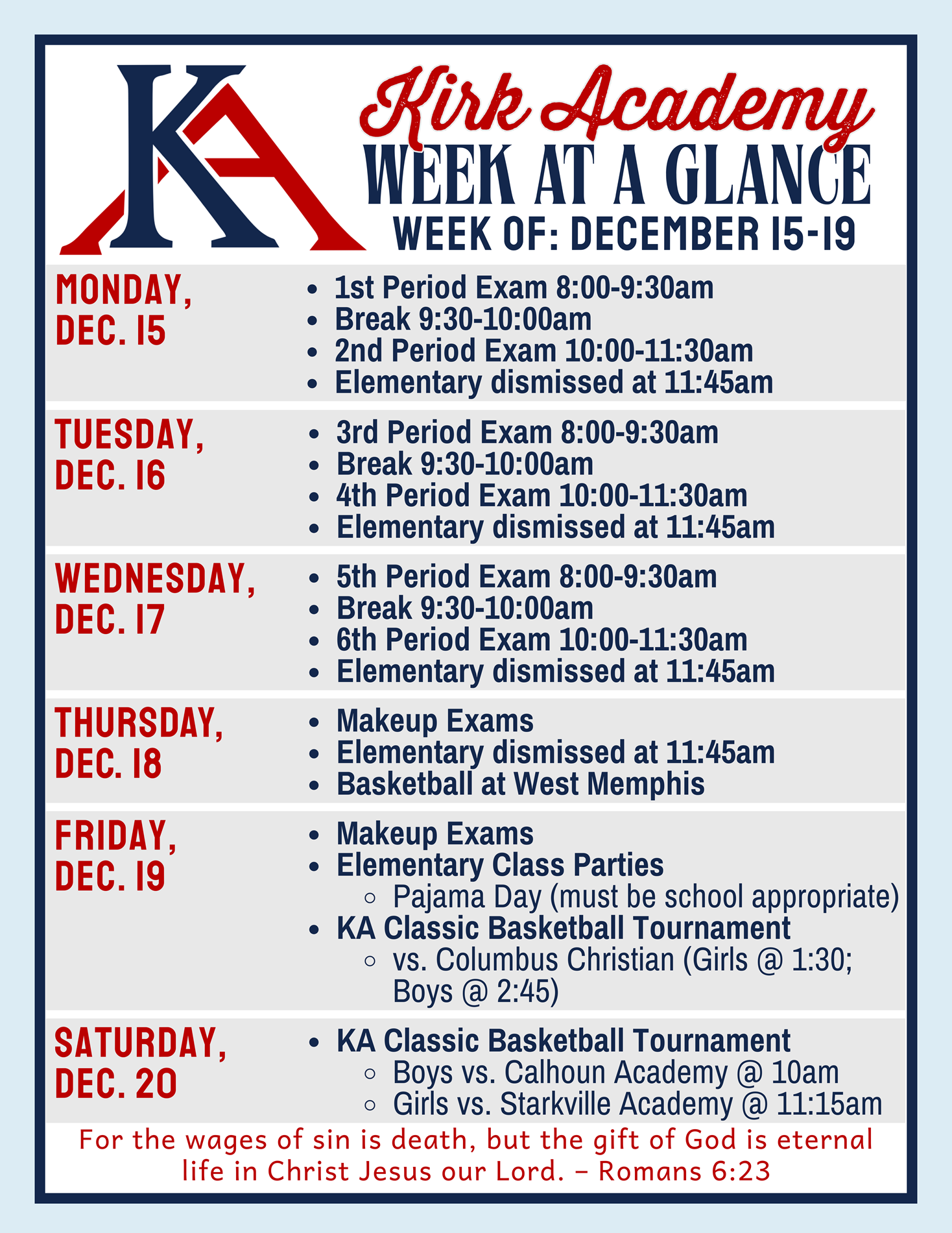 week at a glance