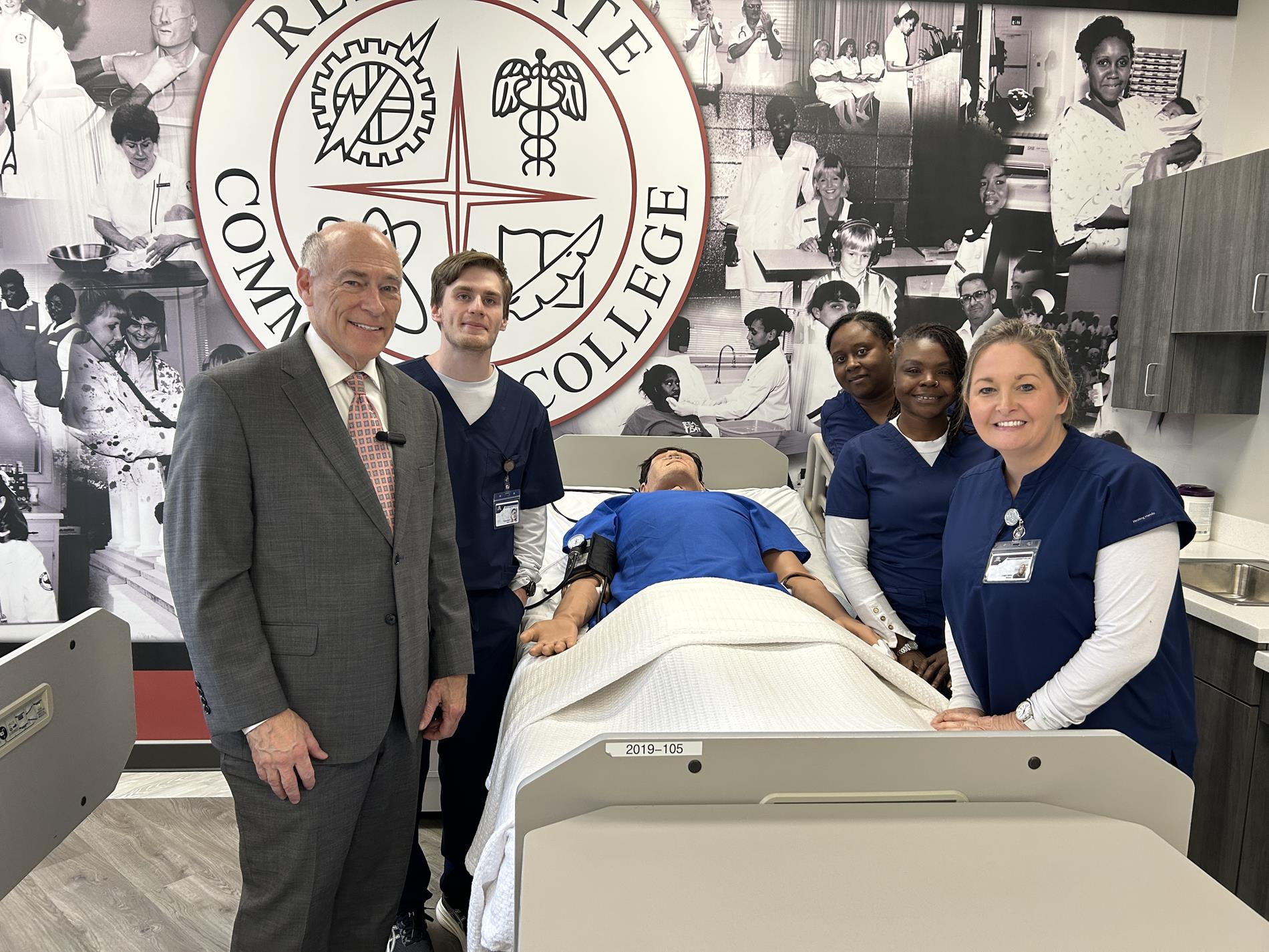James Spann with Reid State College Students in the Nursing Lab