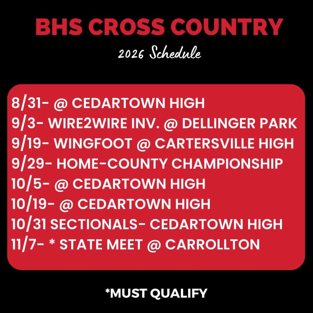 2026 Cross Country Meet Schedule