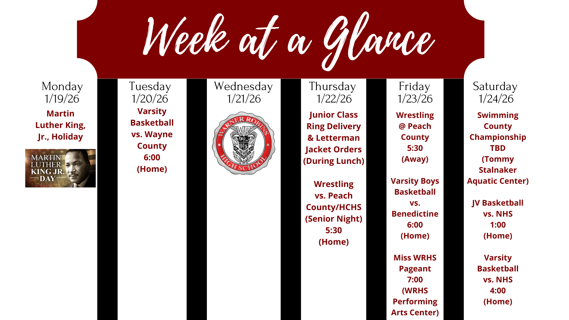 Week at a Glance Jan. 19-Jan. 24