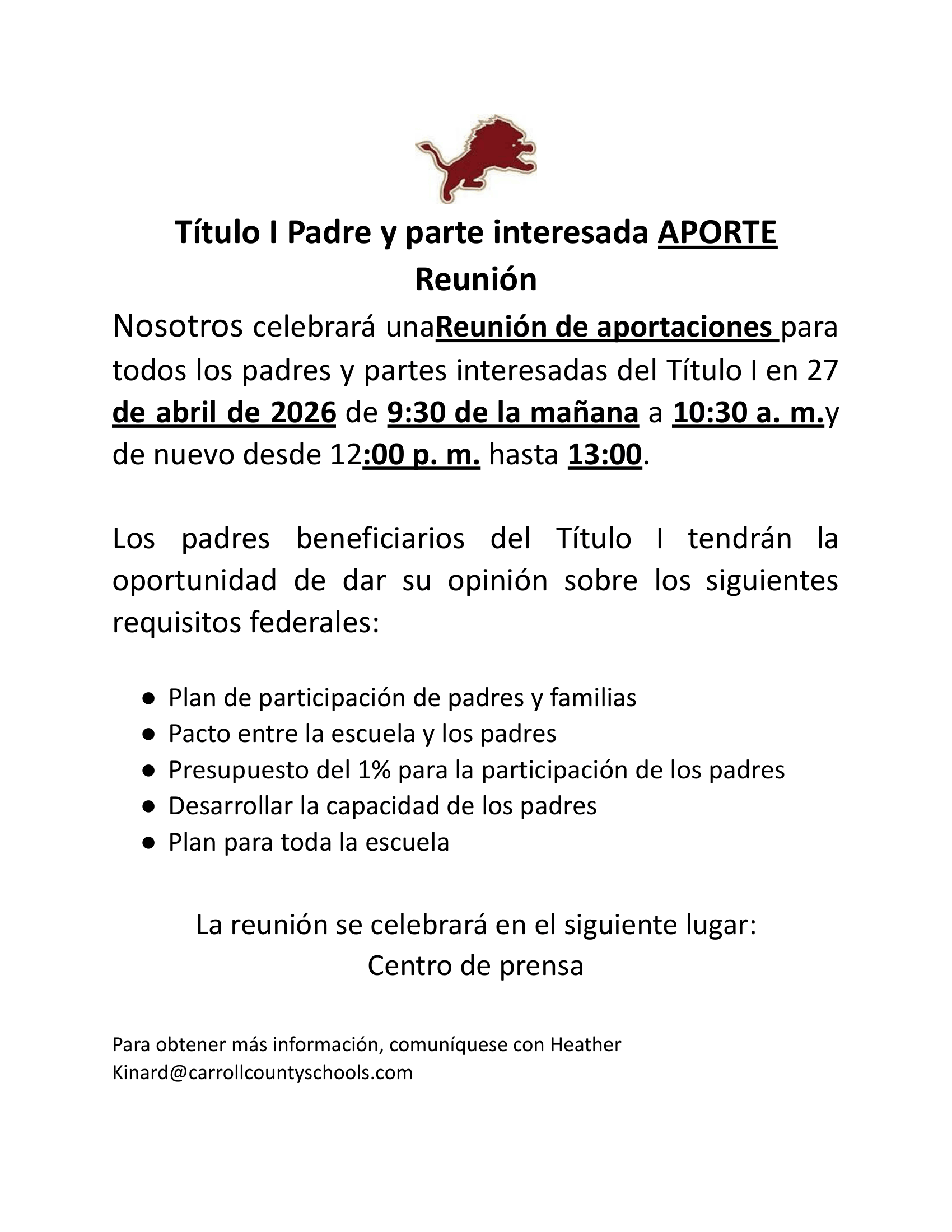 spanish title I input meeting april 27, 2026 in teh CMS media center 