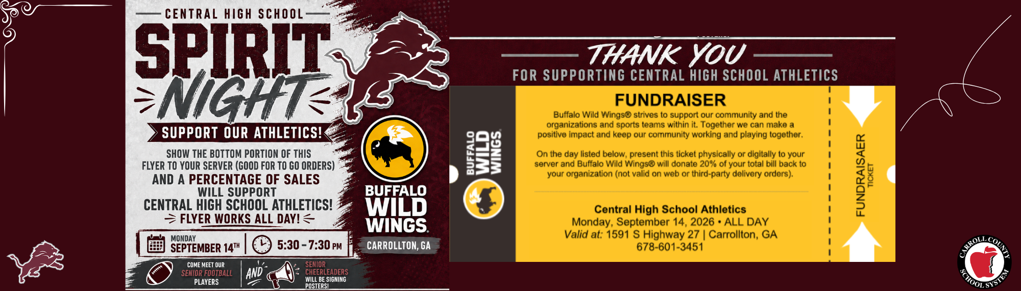 Buffalo Wild Wings Spirit Night for Central High School Athletes