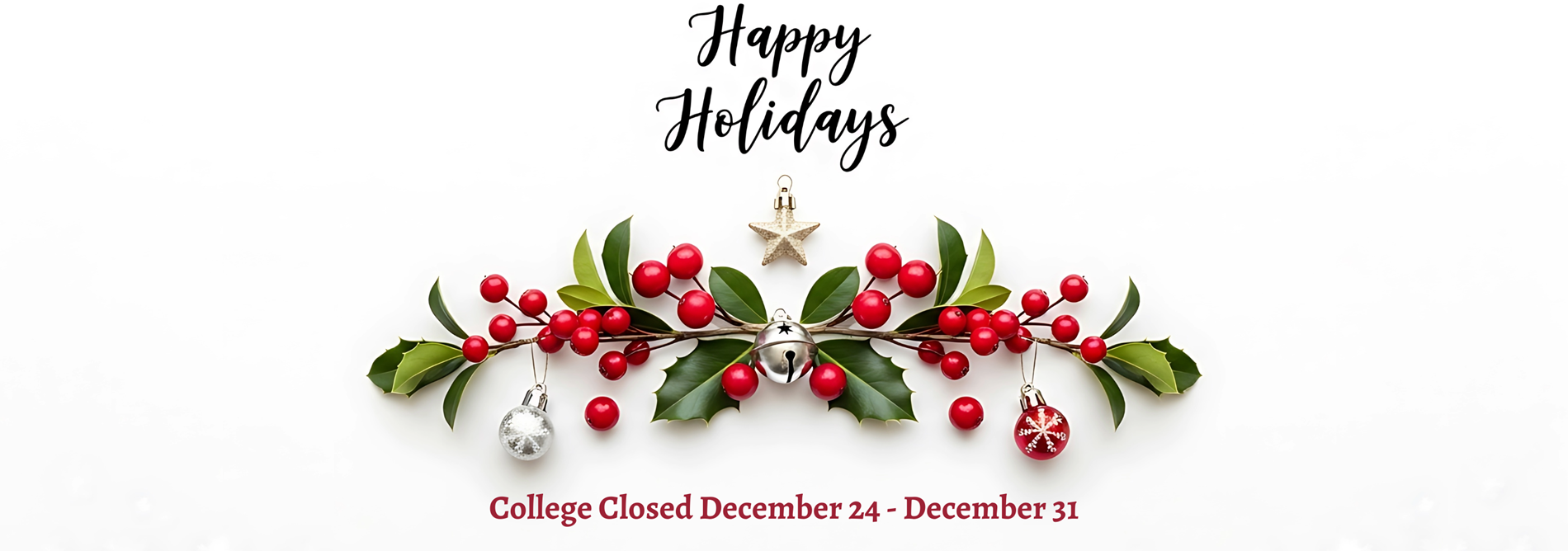 Christmas Garland with the message Happy Holidays