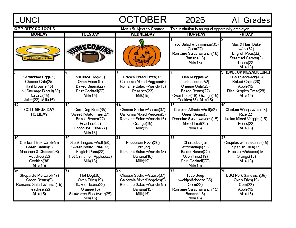 October 2026 Lunch