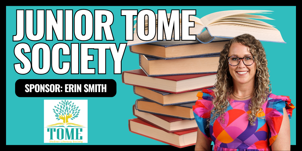 Junior Tome Society Graphic with photo of Sponsor Erin Smith