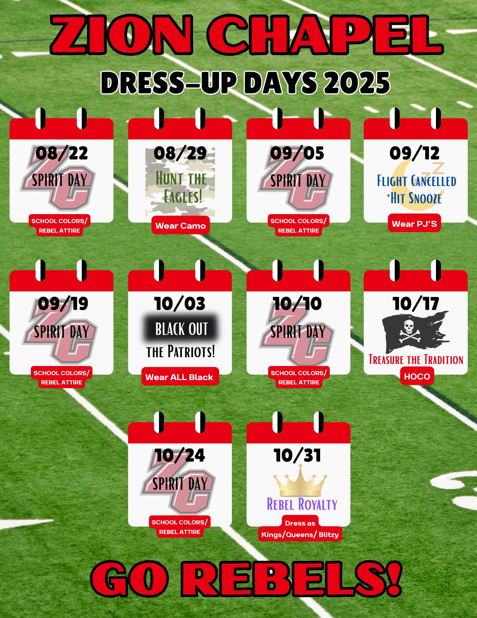 2025 Dress Up Days for Football Season