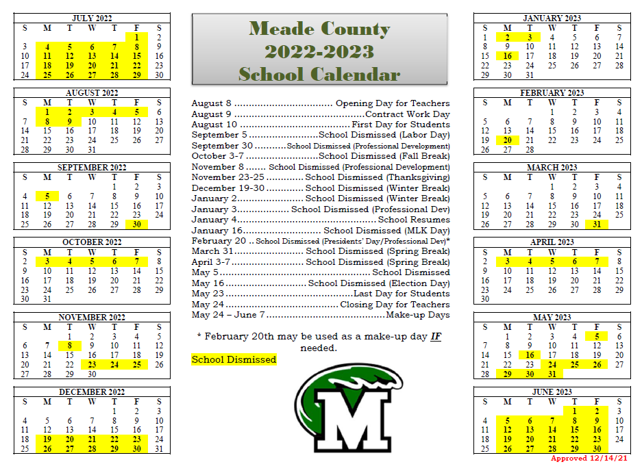 Mercer University Calendar 2022 2023 Home - Meade County School District
