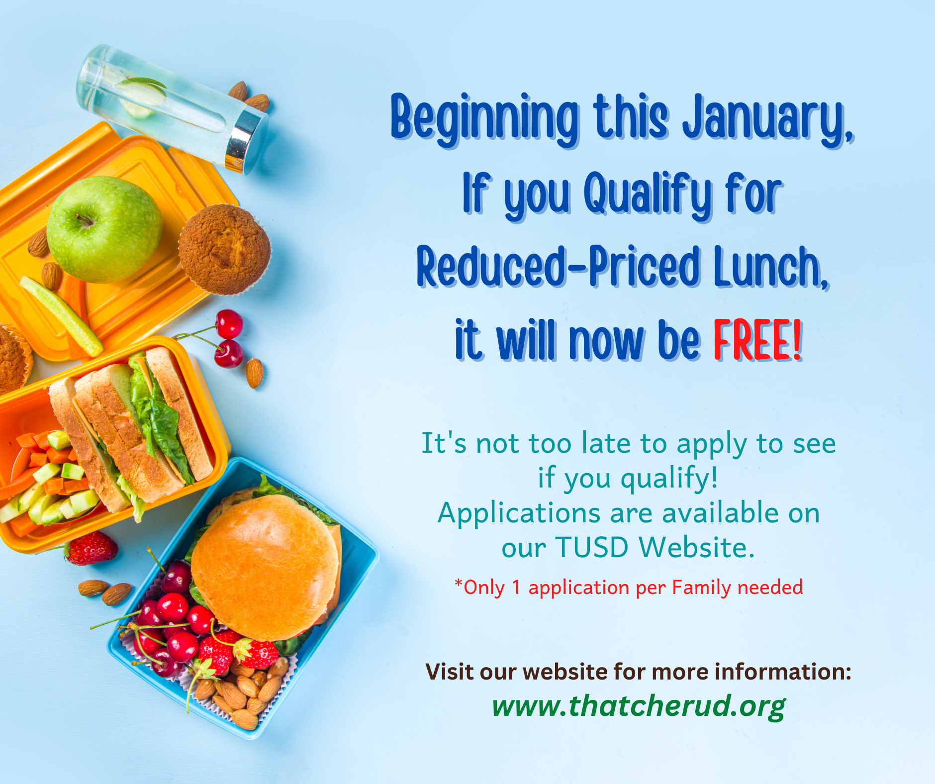 Reduced Lunches-Now FREE