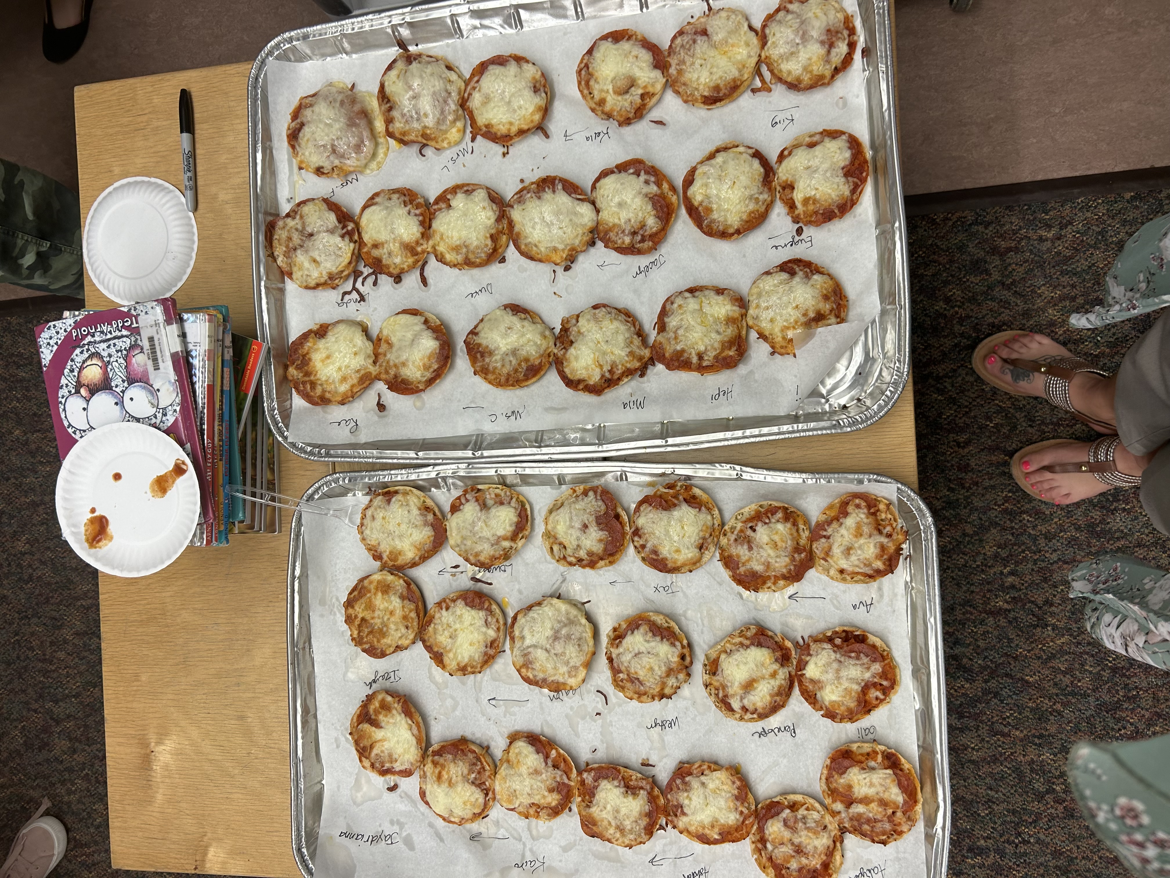 Pizzas made by students