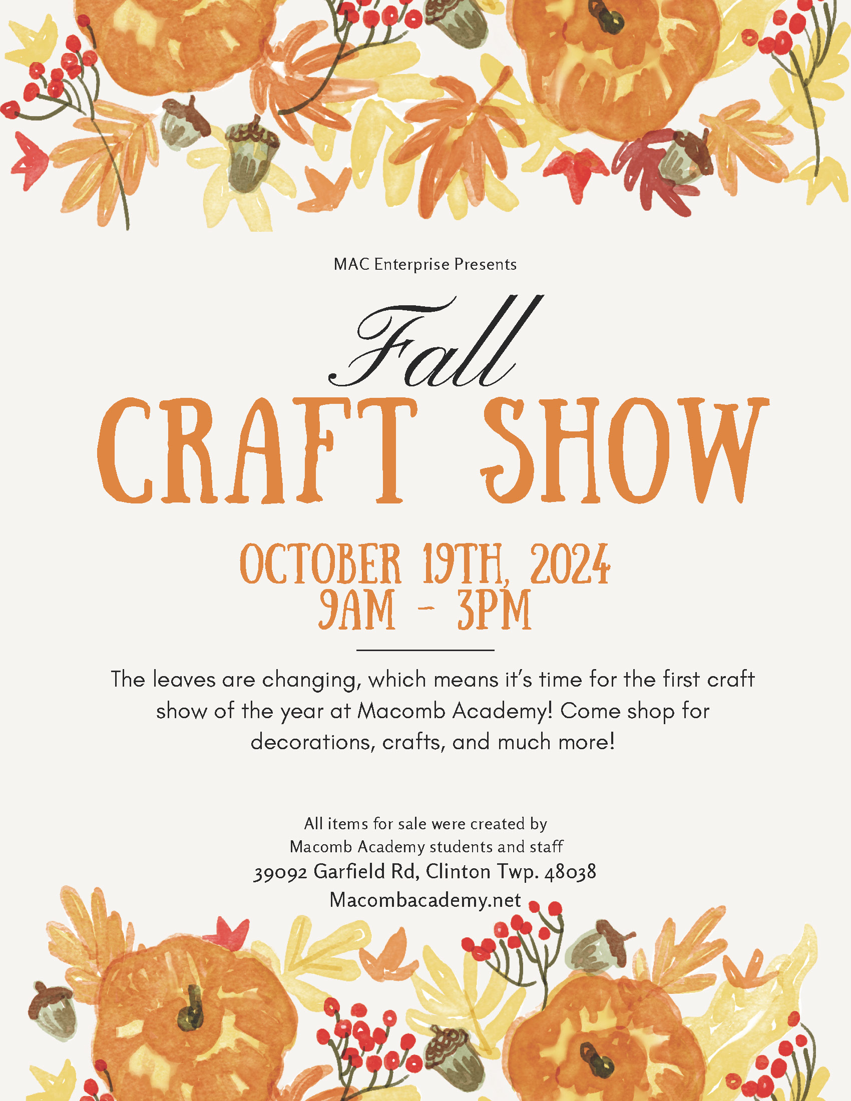 A flyer for a craft show with information. The information is also found in the post. 