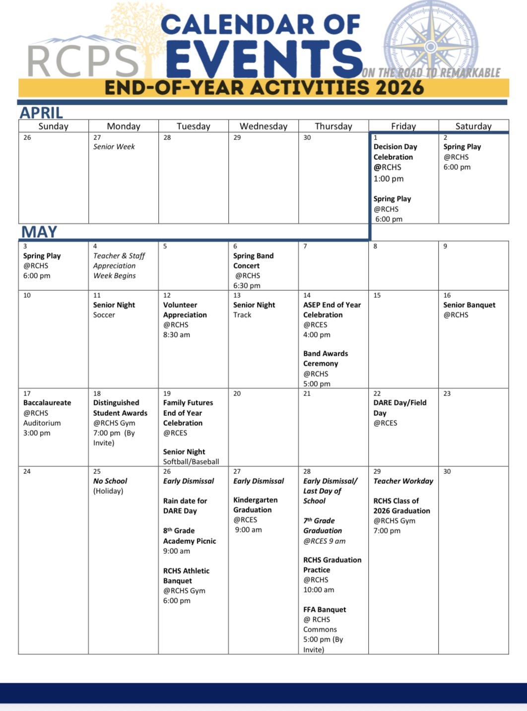 End-of-School Activities