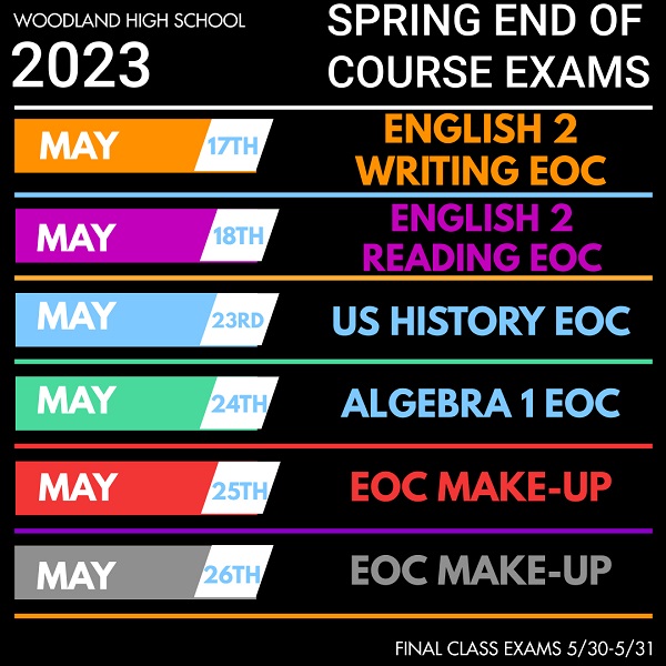 Spring End of Course Test Dates