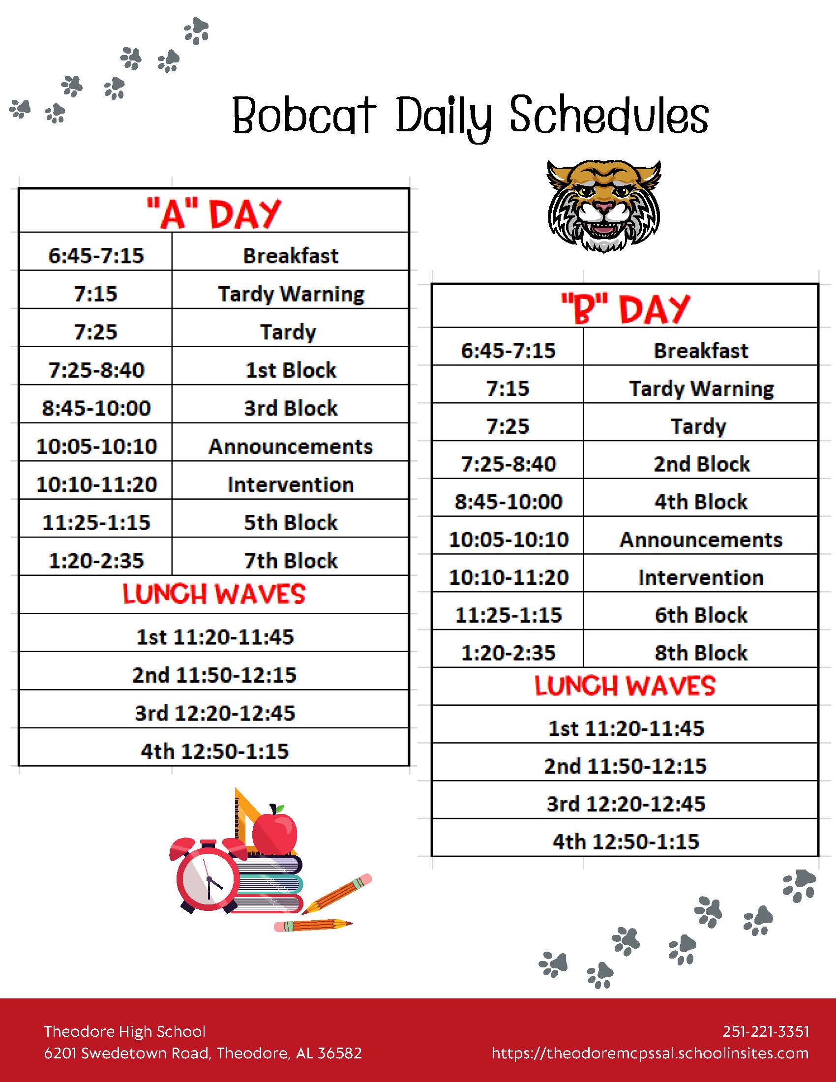 Bobcat Daily Schedules