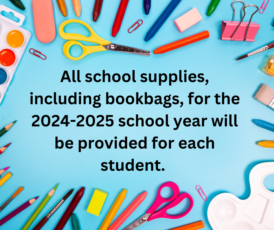 school supplies provided for each students 2024-2025