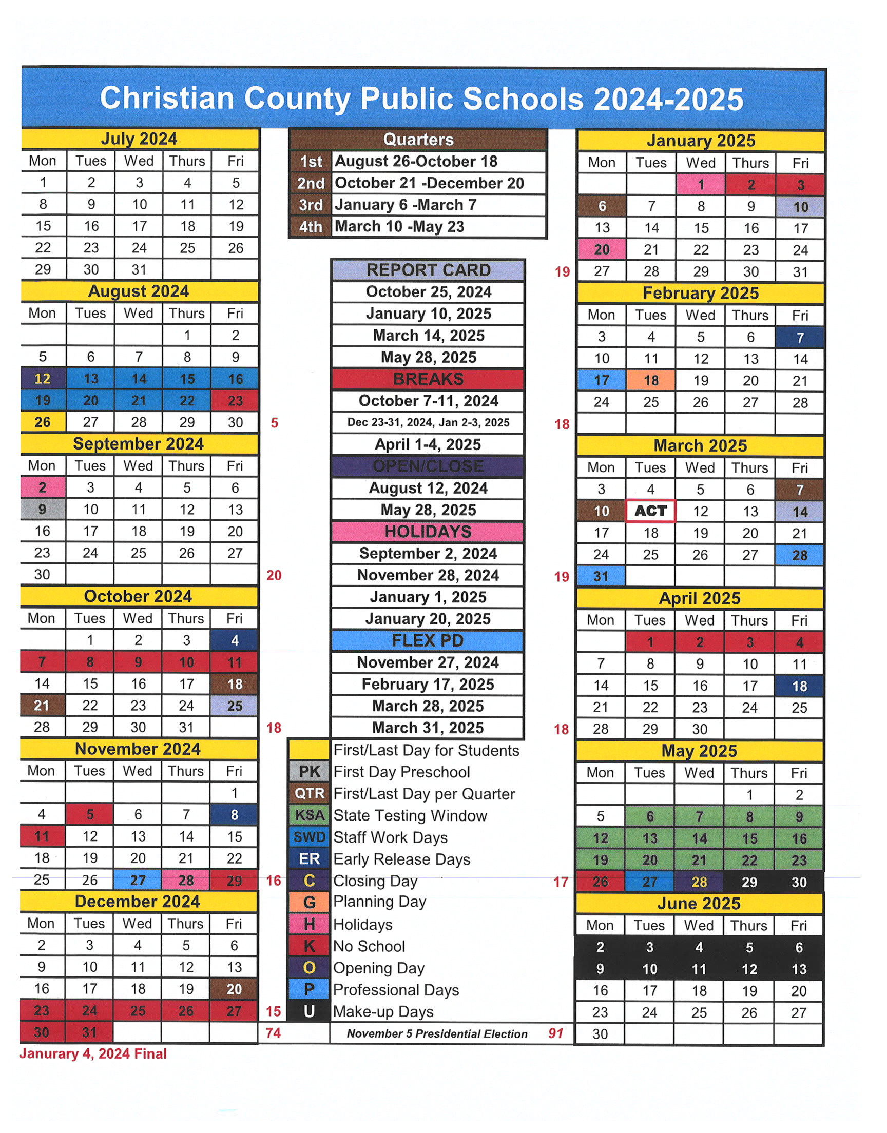 2024 2025 School Calendar