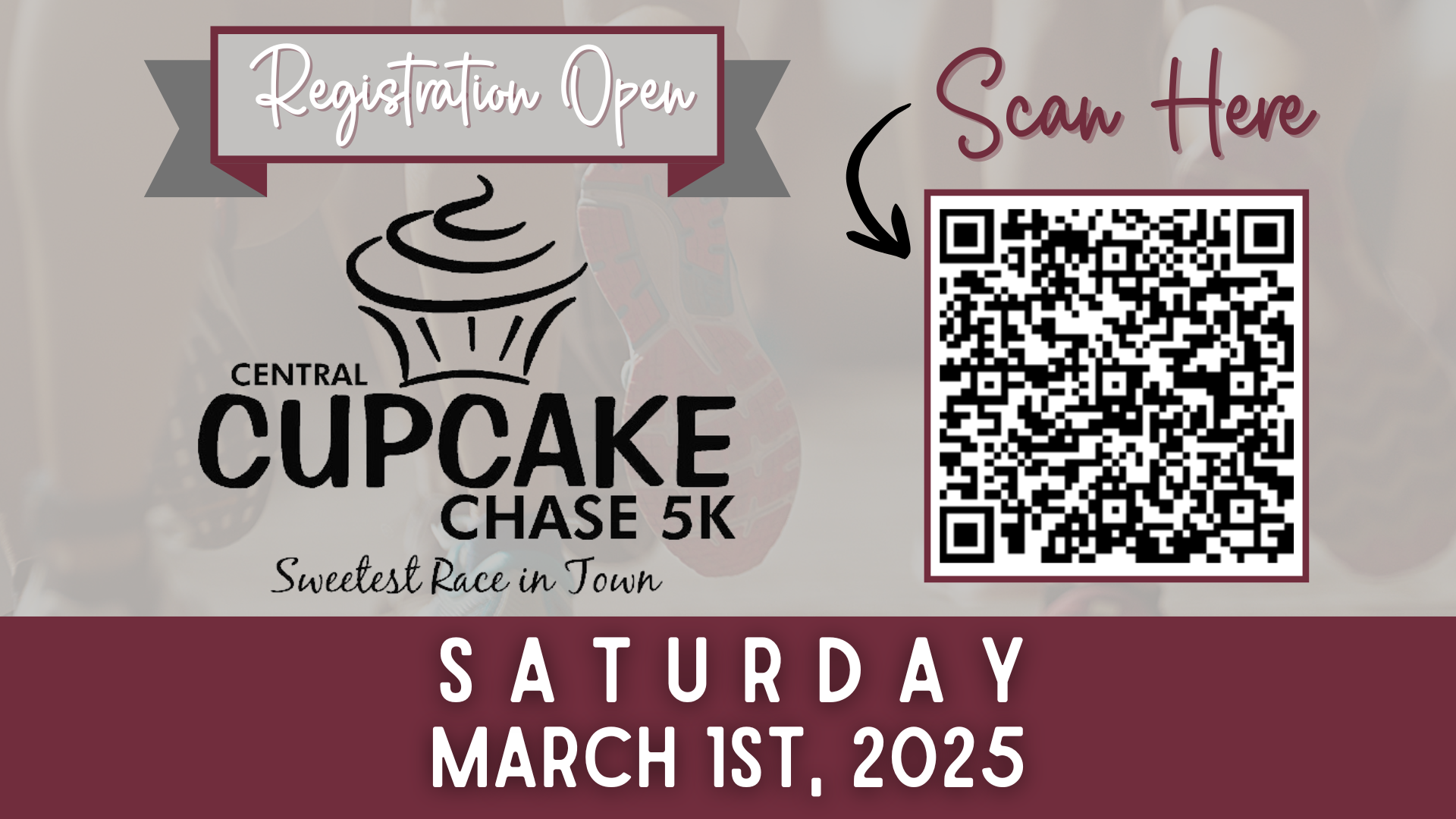 cupcake race poster with QR code to register