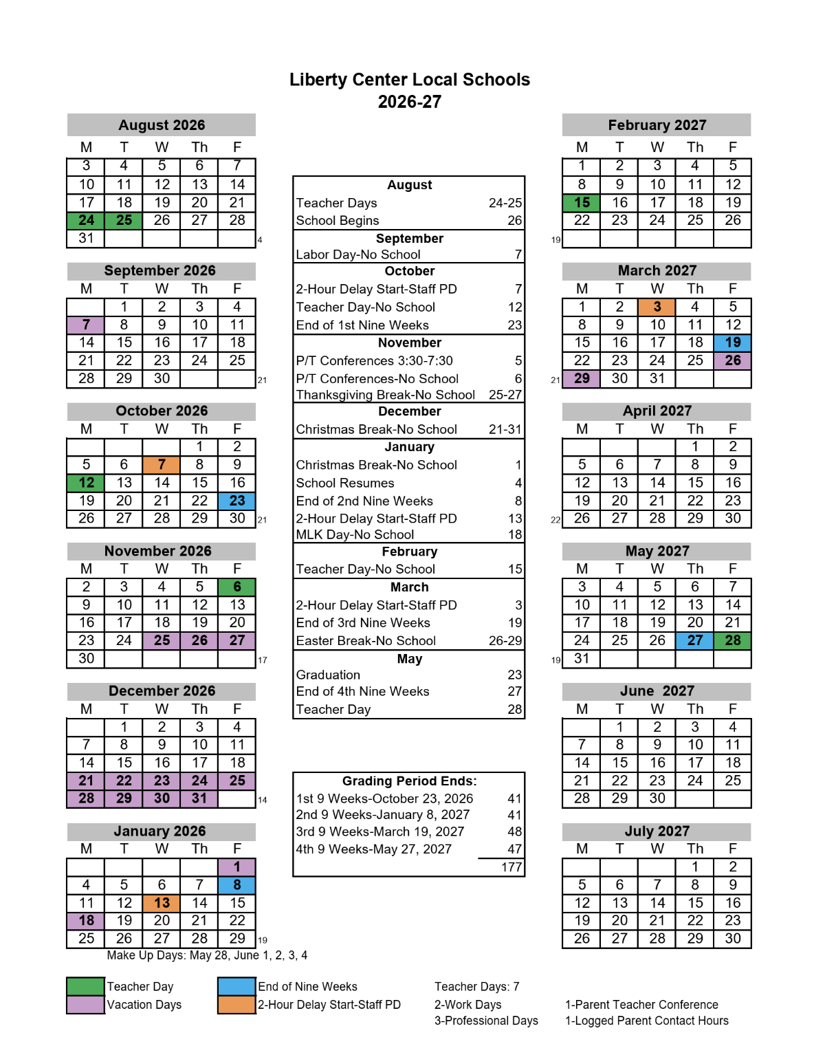 Board approved 2026-27 school calendar