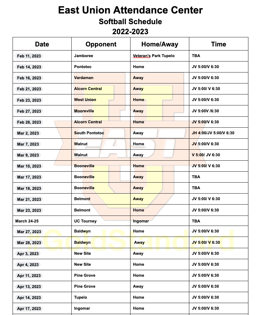 Fastpitch Schedule