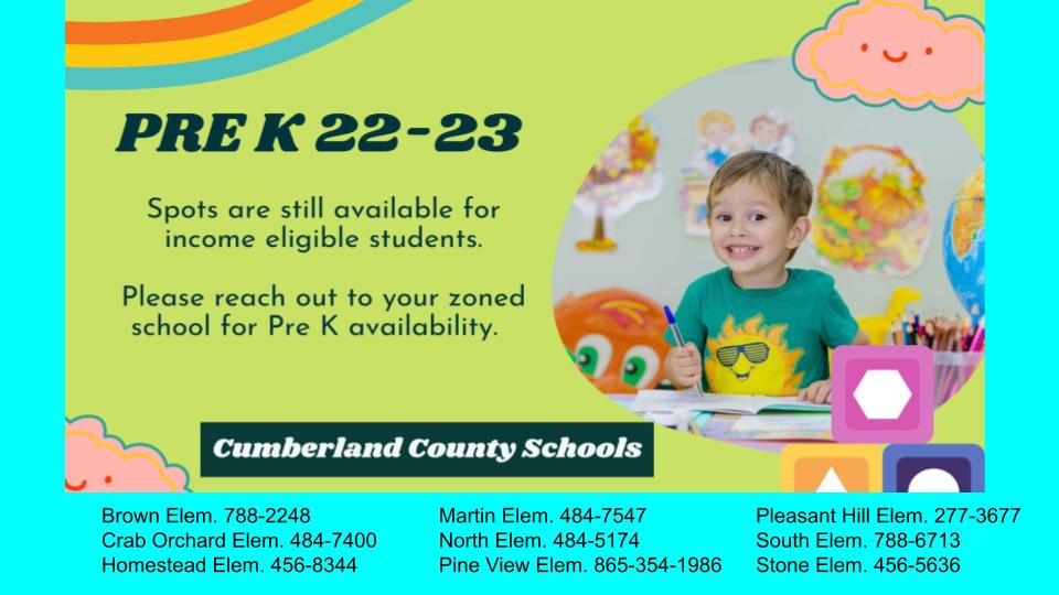 Pre K Registration still available Pre K Registration still available