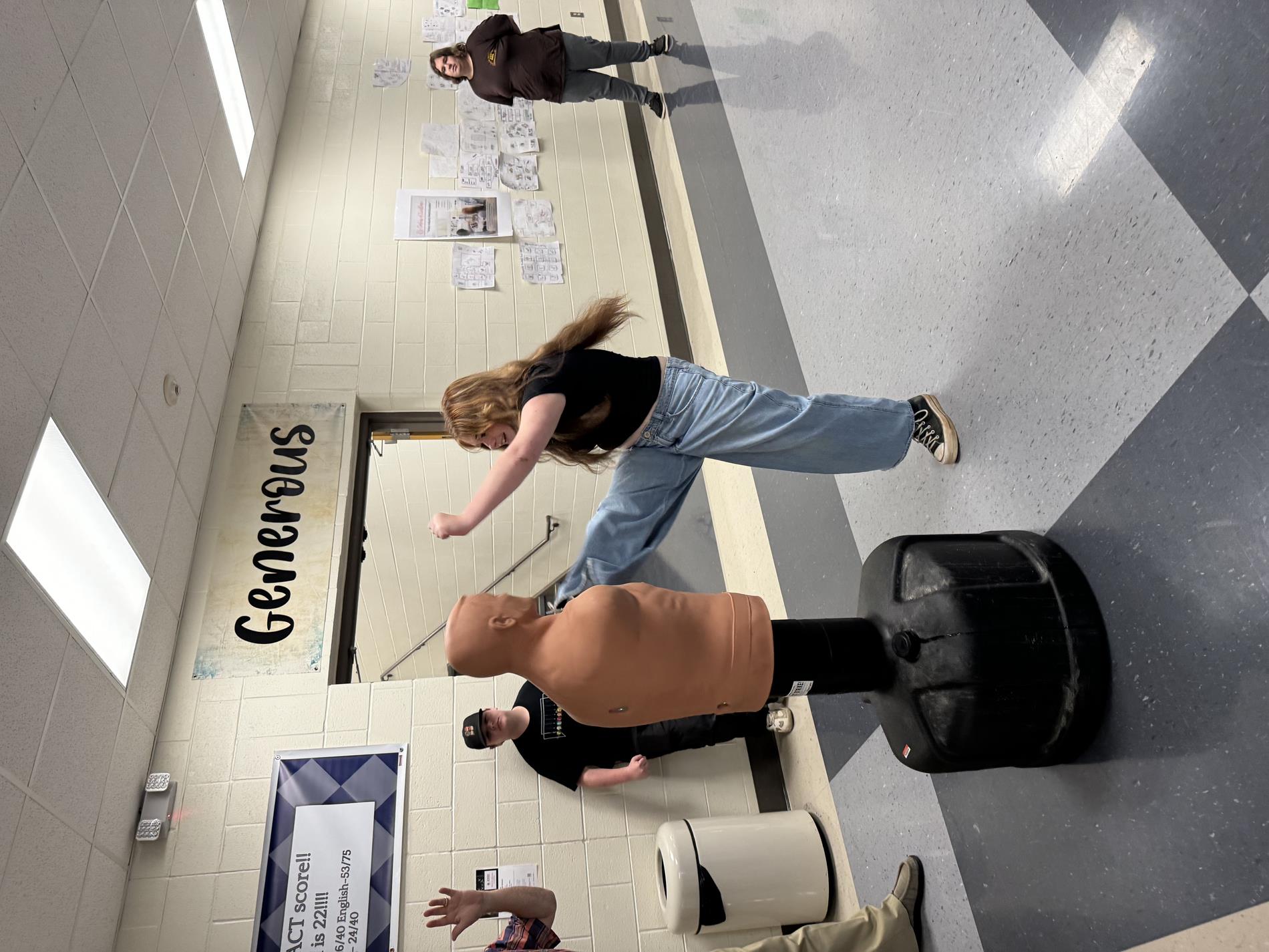 student doing self defense moves