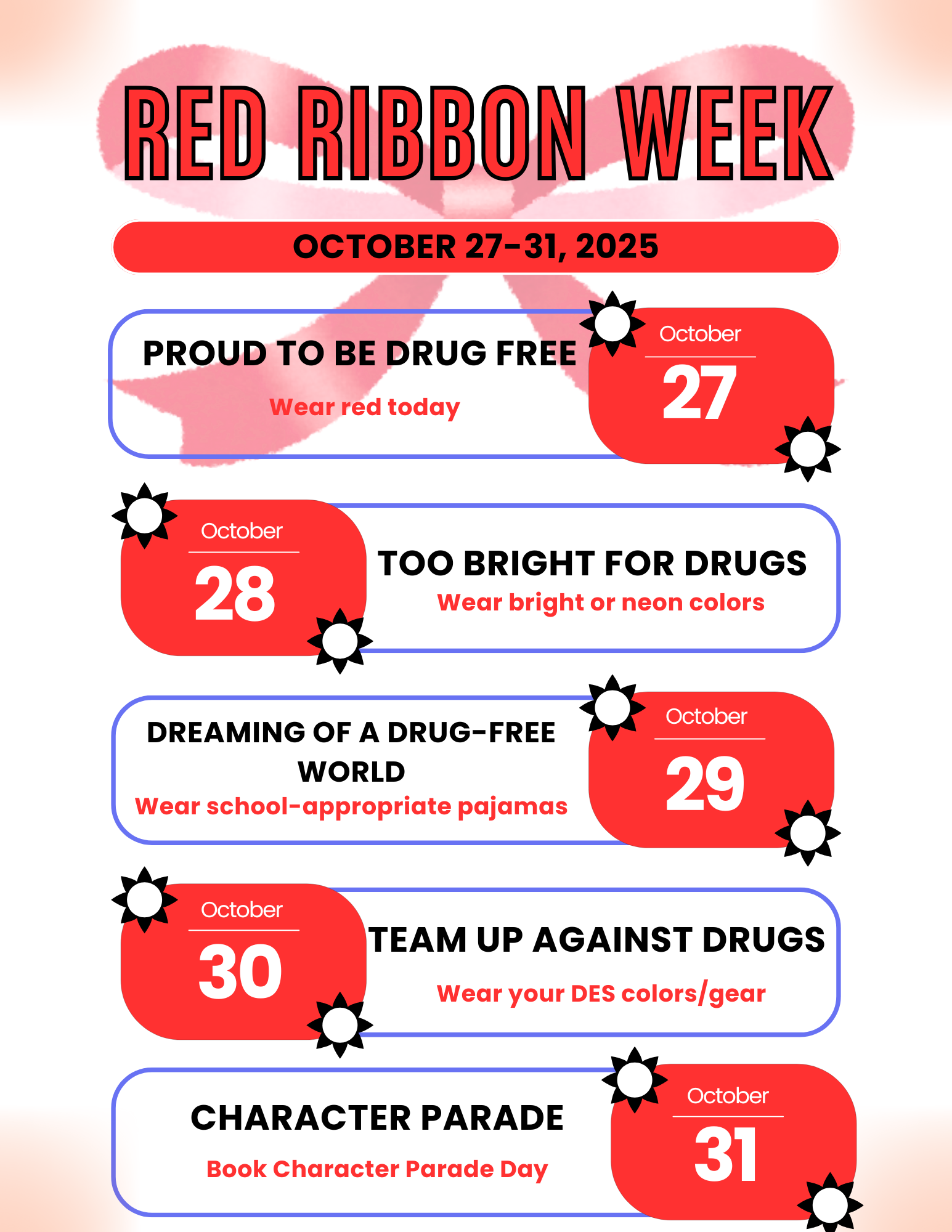 red ribbon week dress up days