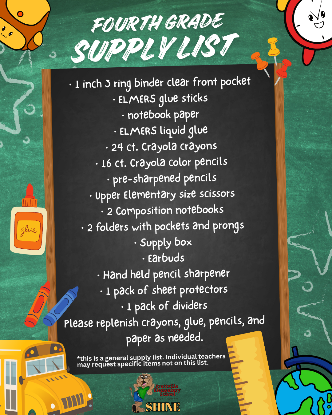 Supply list 4th