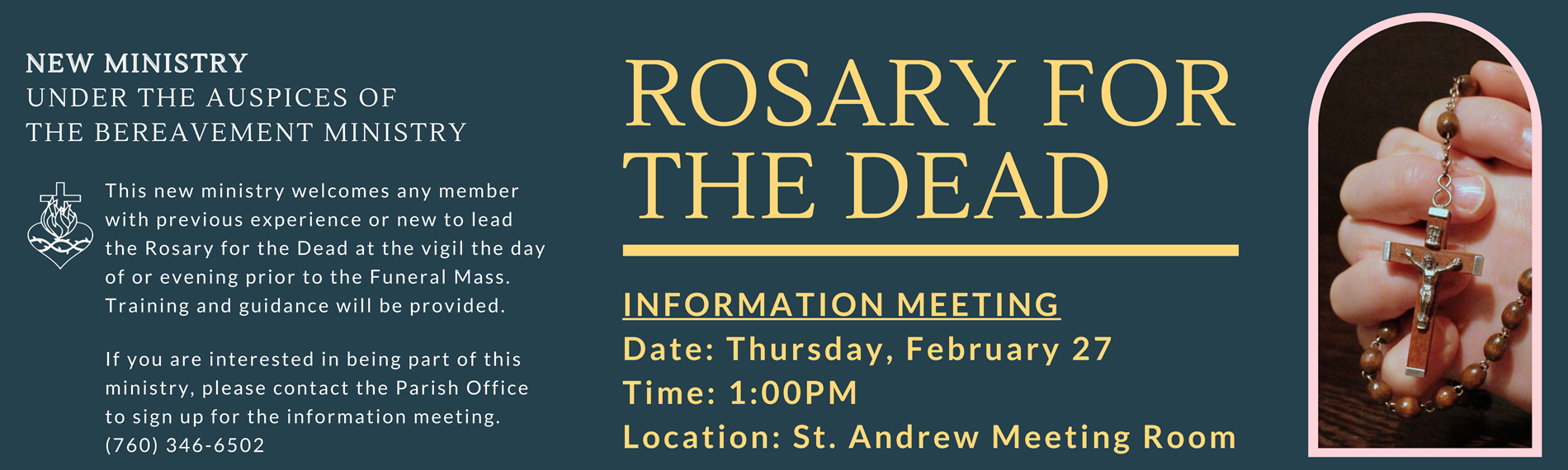 Rosary for the Dead info mtg Th Feb 27 1PM St Andrew Rm