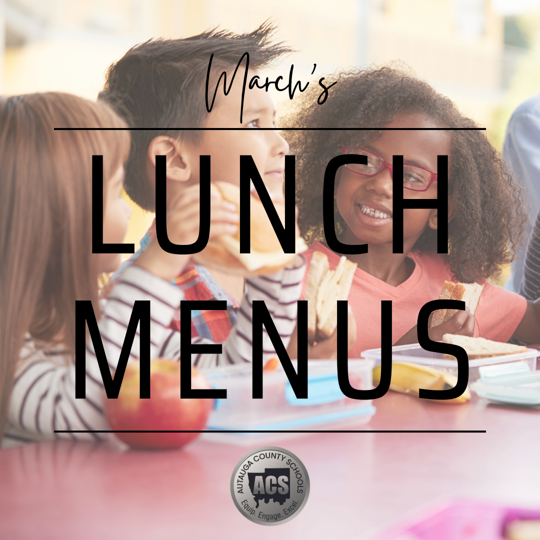 Lunch Menu for March 2025 Graphic