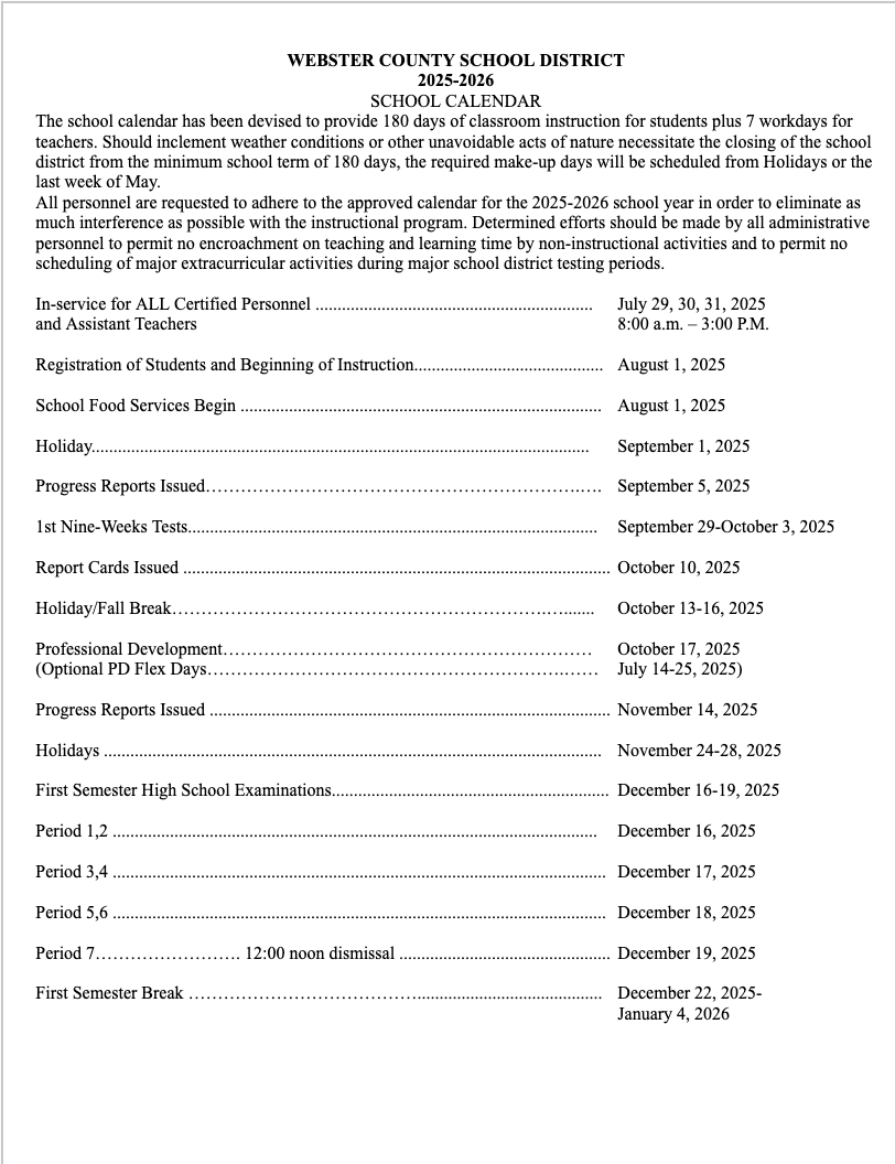 School Calendar 1