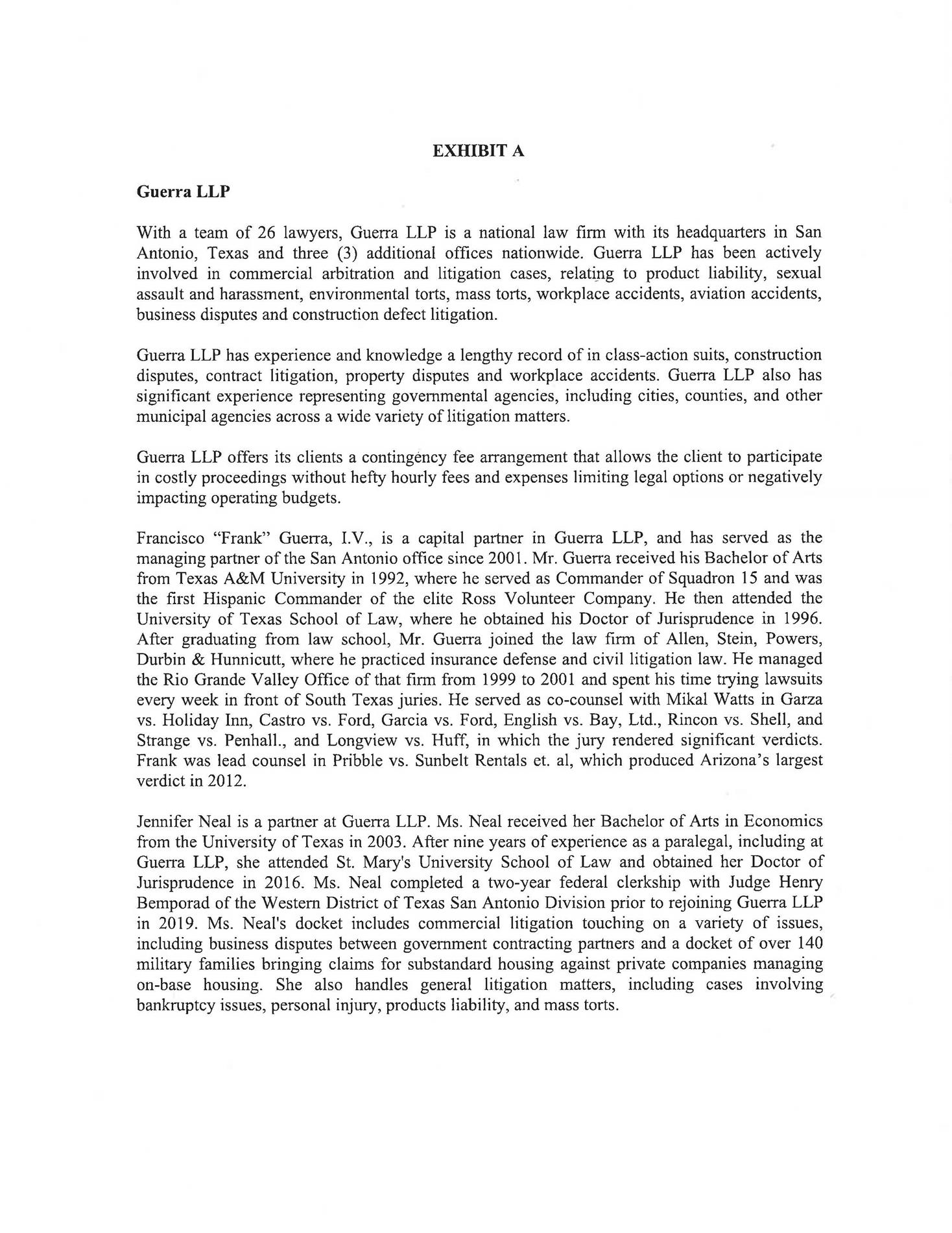 Notice of Consideration to Engage Counsel