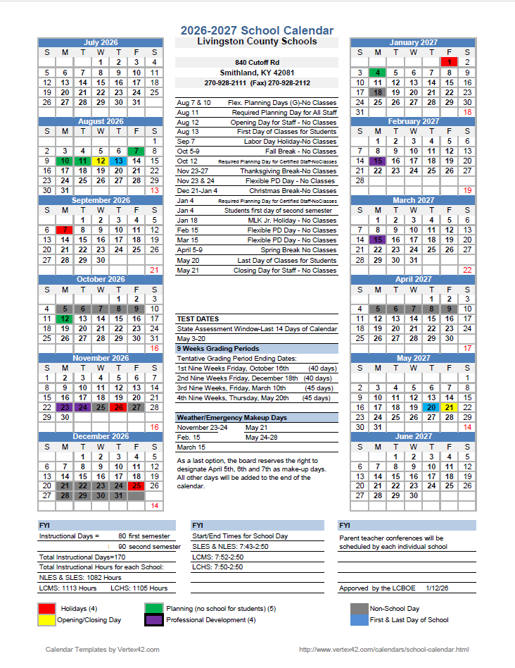 2026-2027 District Calendar