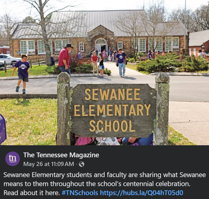 The Tennessee Magazine - May 26, 2026 - Sewanee Elementary students and faculty are sharing what Sewanee means to them throughout the school’s centennial celebration. Read about it here. #TNSchools https://hubs.la/Q04hT05d0
