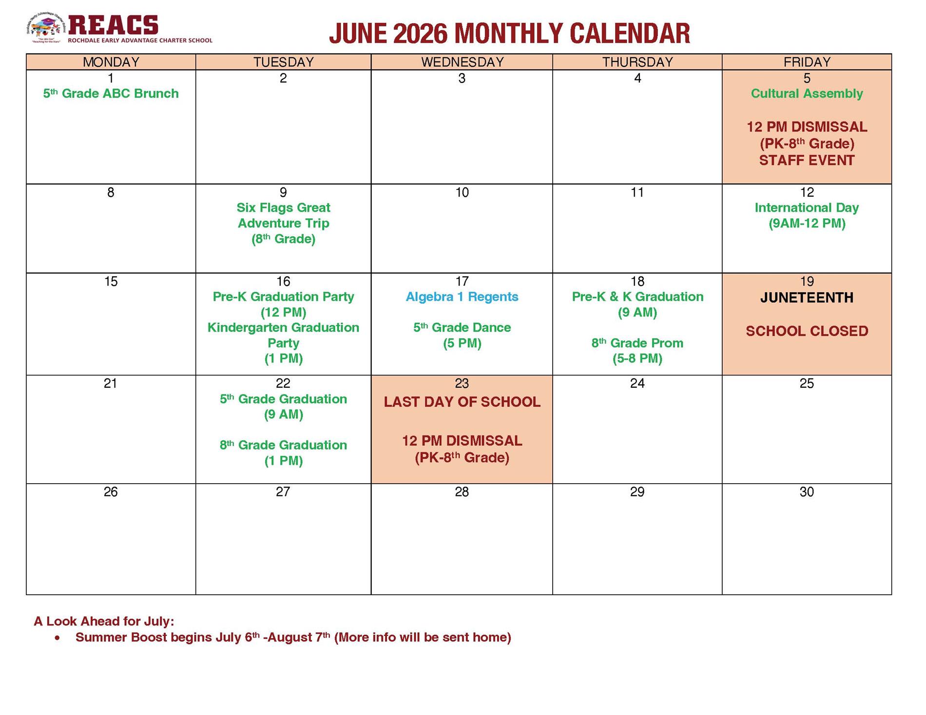 June Calendar