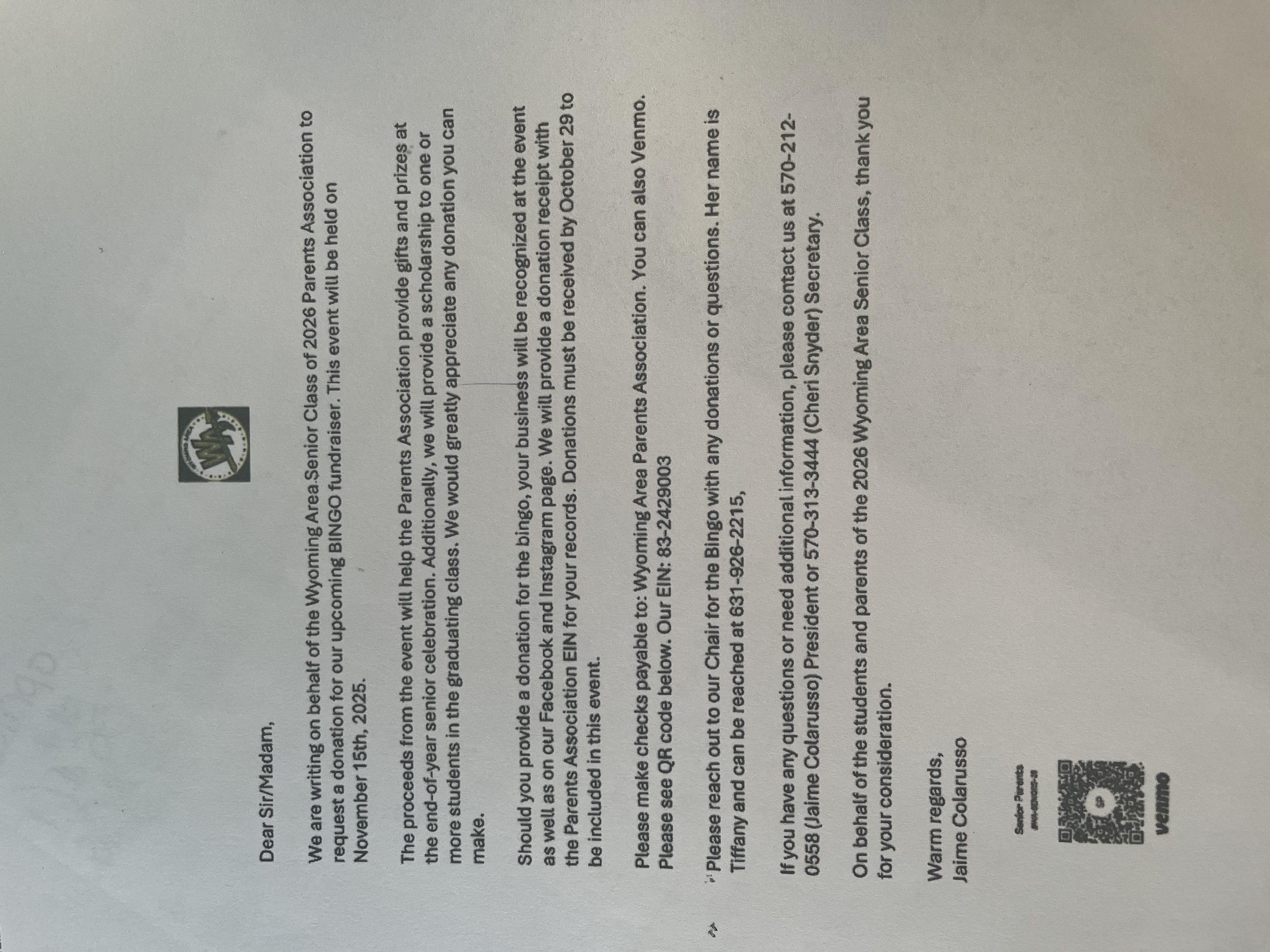 Bingo Event Letter 2025
