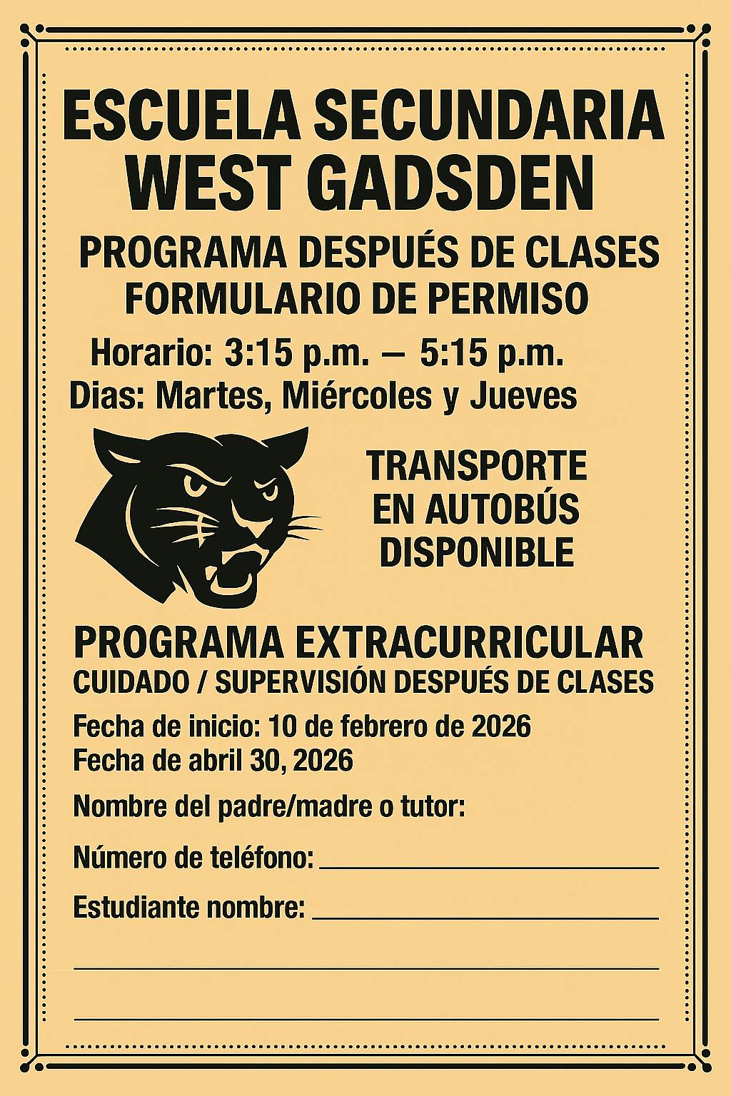 Afterschool Program flyer Spanish