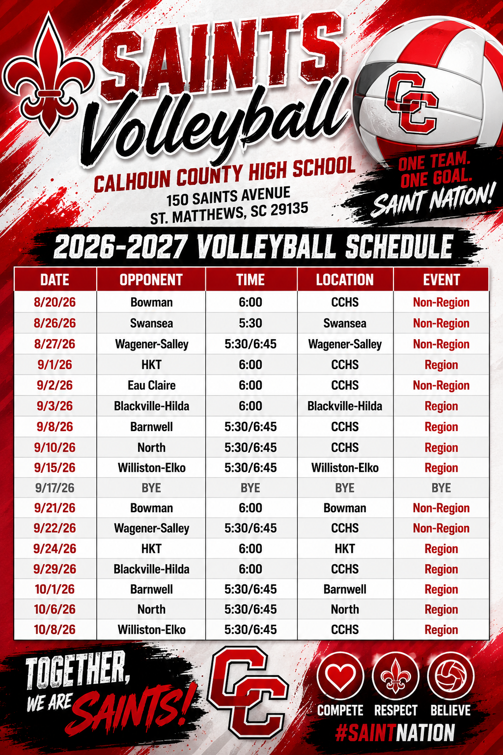 Volleyball Schedule