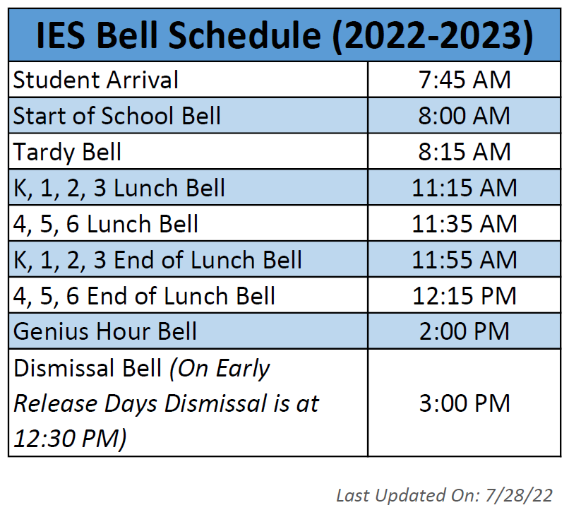 Bell Schedule