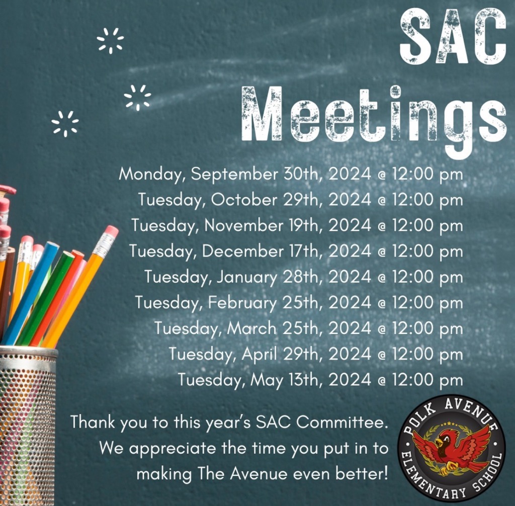 Meeting Dates for SAC Committee 2024-2025