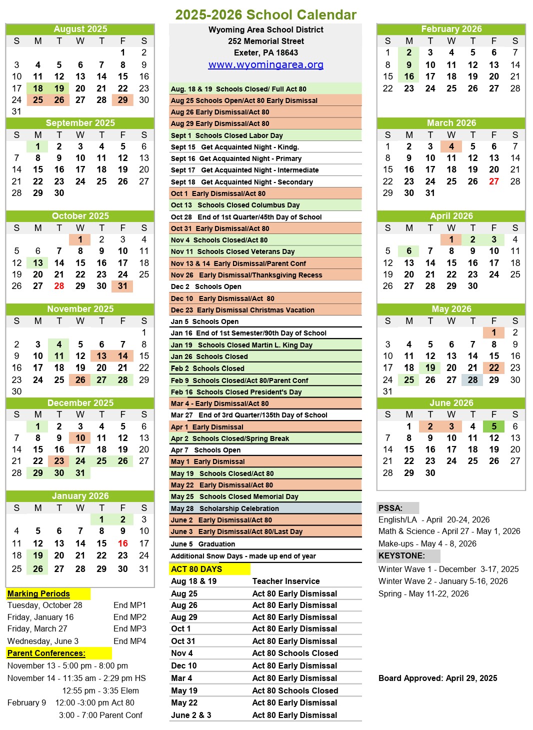 District Calendar 2024-2025 REV2-25-25