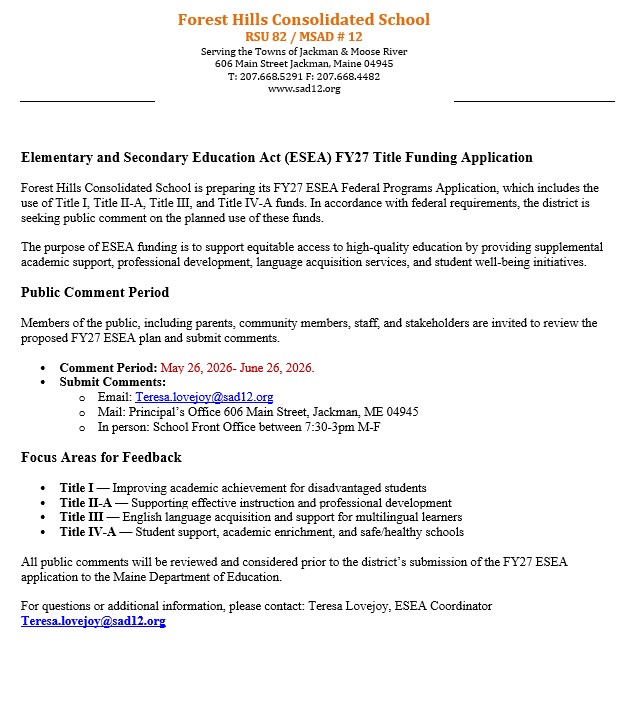 ESEA Public Comment