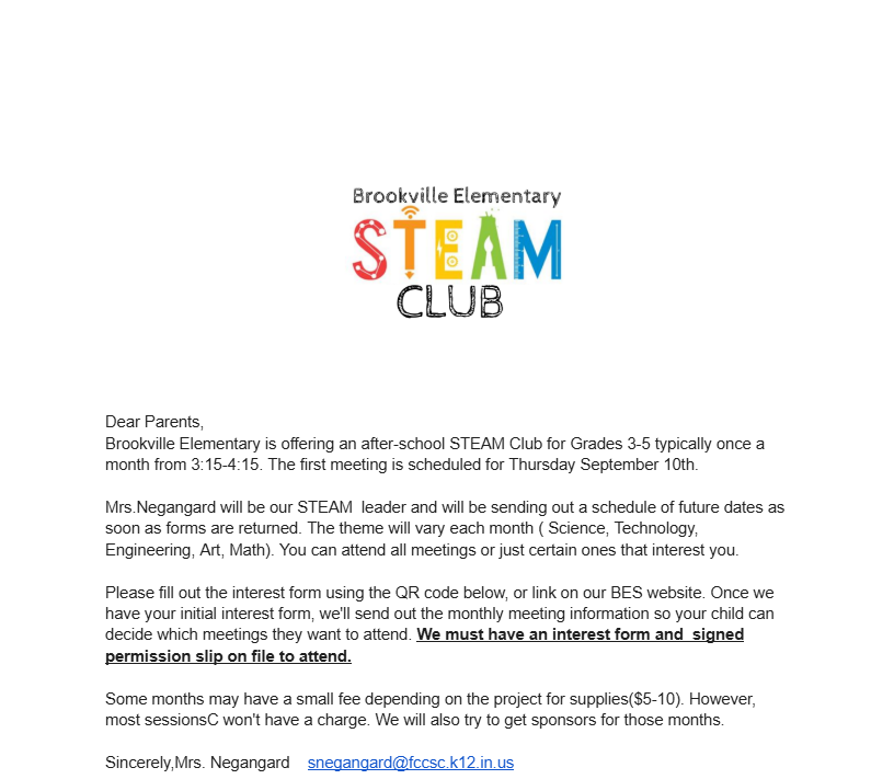 STEAM Club Signup Link